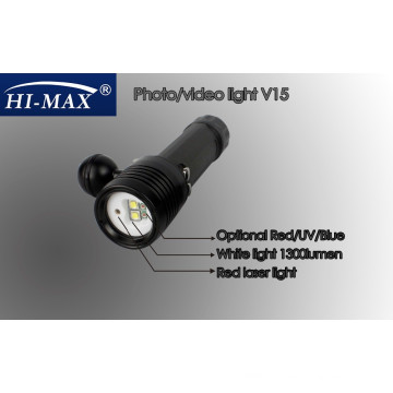 HI-MAX V15 with 2pcs Cree U2 110 degree beam angle white light and 2pcs Cree N4 red/blue light torch light long distance